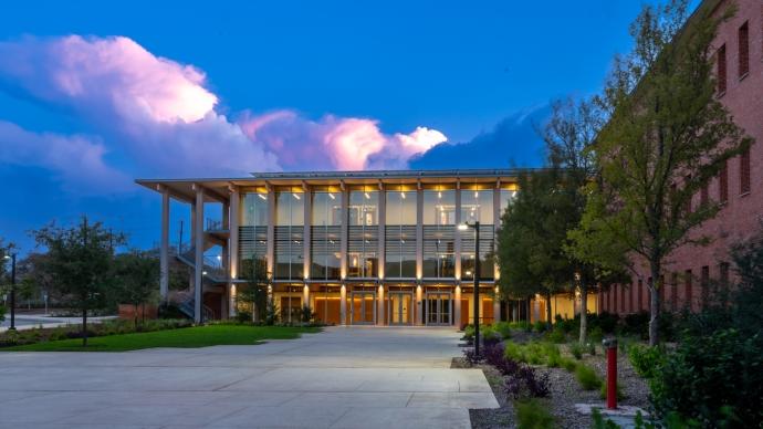 Dicke Hall at sunset