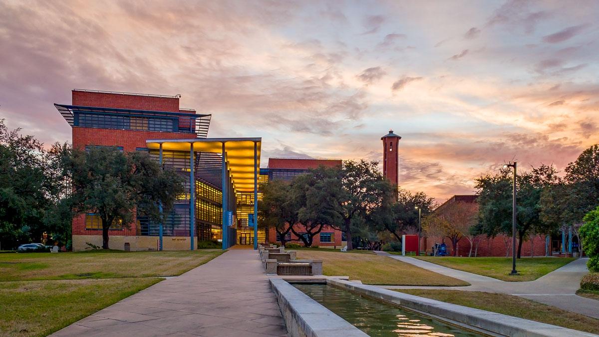 Northrup Hall as seen at sunset