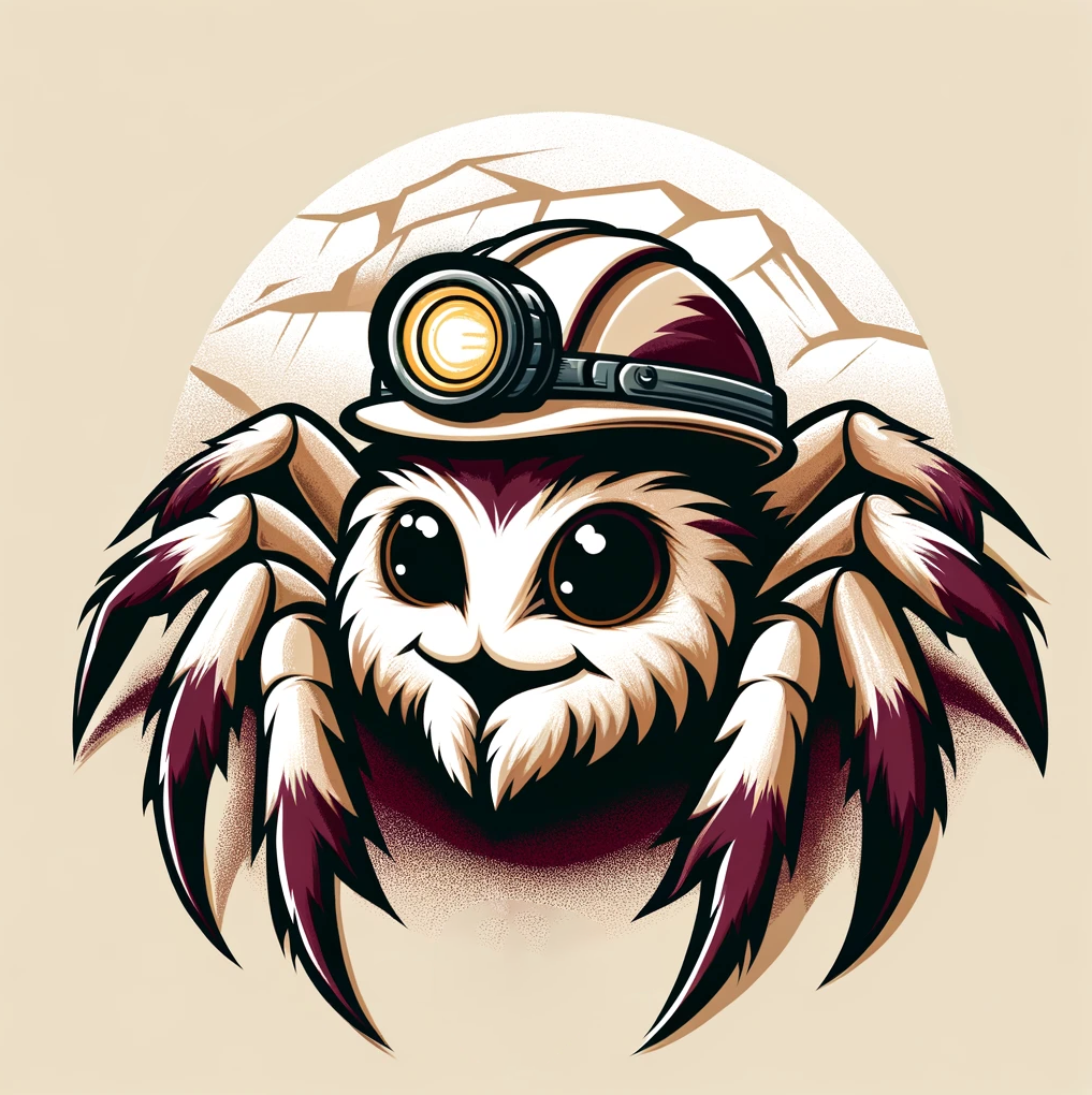 an ai-generated fuzzy spider character wearing a hard hat